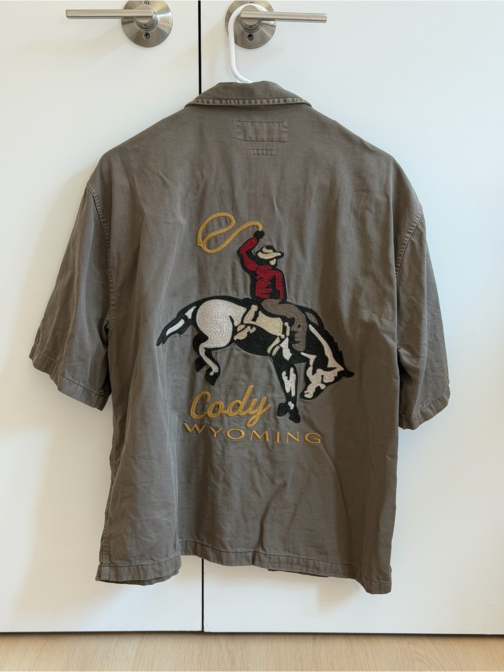 Abercrombie & Fitch Brown Short-Sleeve Cody Wyoming Embroidered Shirt
